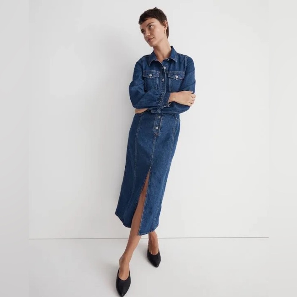 Madewell Denim Midi Shirtdress in Glissan Wash